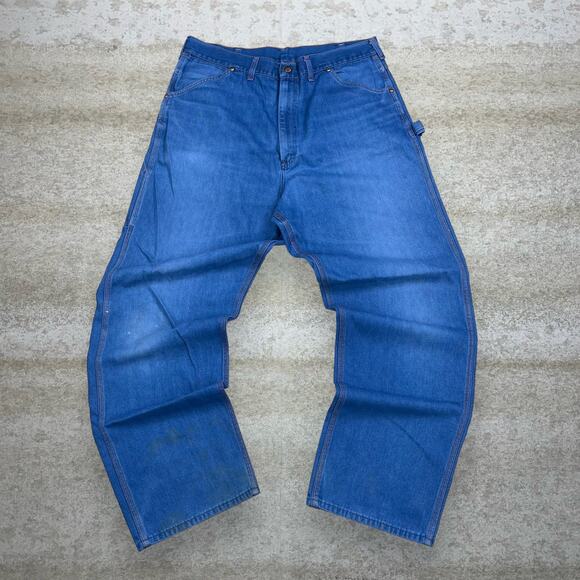 True Vintage Big Mac Carpenter Jeans Baggy Wide Leg Fit Dark Wash Made USA 90s - Picture 2 of 4